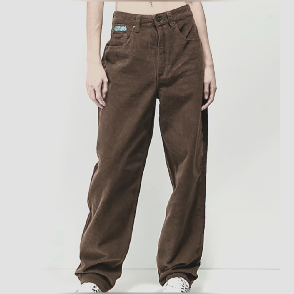 Empyre Tori Carafe Corduroy Dark Brown High Rise Wide Leg Skate Pants Size 4 - Picture 1 of 13